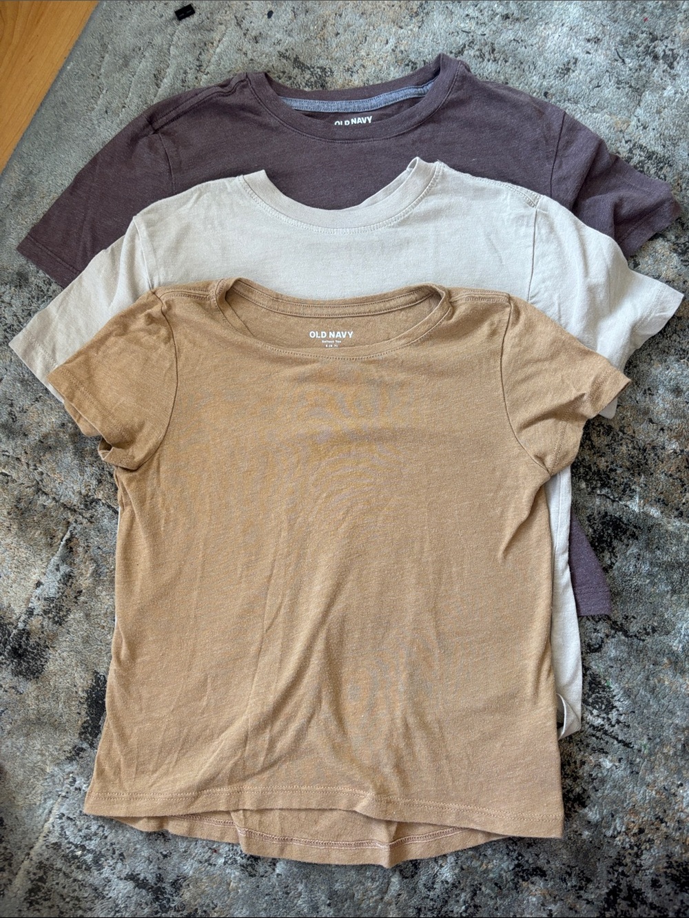 Old Navy Short Sleeve Tee Set - Tan, Cream & Mauve-Brown